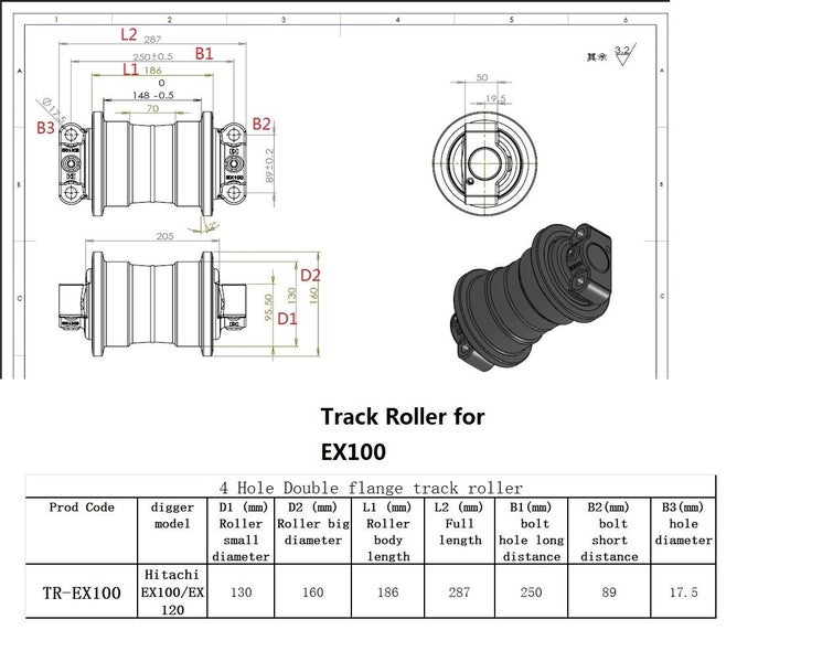 Track Roller for Hitachi EX120-3/5 EX100-2/3 EX100/EX120 PN: 9132600 9114679 Carousel 2