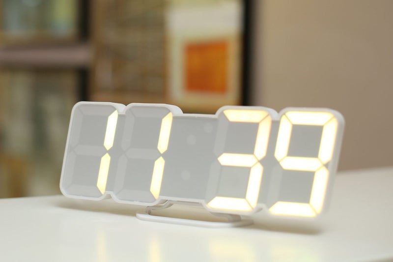 LED Digital Alarm Clock 115 Colour Display USB Power Remote Temperature - White Carousel 2