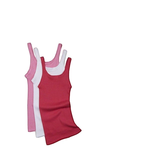 Bonds Girls 3 Pairs Teena Cotton Singlets Top Vest Kids Pink And White Carousel 1
