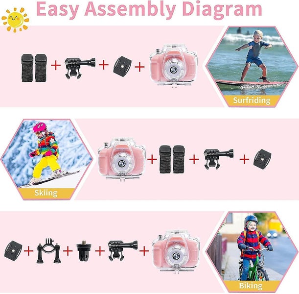 Kids Camera Underwater Waterproof Digital Camera For Kids 2 Inch Ips Screen X200 Carousel 5