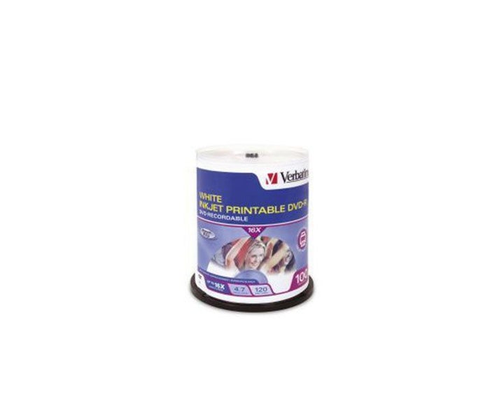 Verbatim DVD-R 4.7GB 100Pk White InkJet 16x Carousel 1