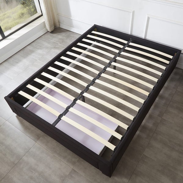 TORI QUEEN BED BASE BLACK COLUOR FABRIC WITHOUT MATTRESS Carousel 2