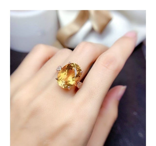 Yellow Sapphire Ring18k rose gold plated oval Carousel 1