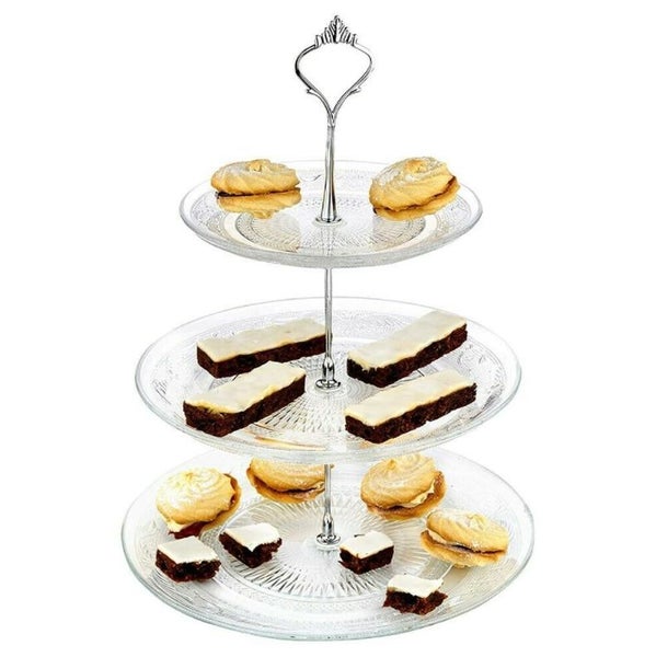 Vintage Crown 3 Tier Cake Cupcake Plate Stand Handle Hardware Fitting Holder Carousel 2