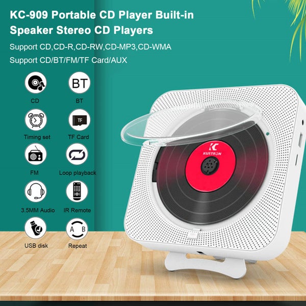 CD Player Bluetooth Speaker LED Music Player with IR Remote Control FM Radio Carousel 8