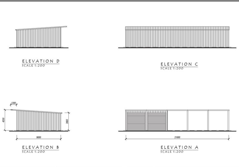 Farm Shed Kitset Lean-to 5 Bay 2 Enclosed with Roof Extension 189sqm Carousel 2