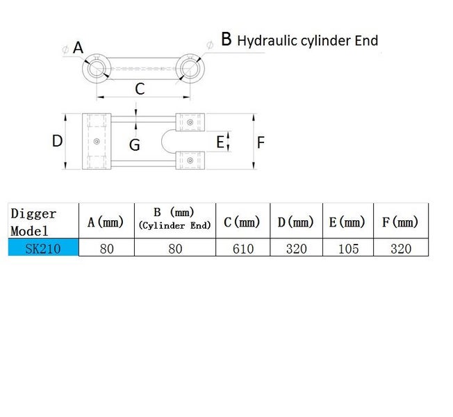 Digger Bucket H-Link for Kobelco SK210 part no: YN12B01939F1 80mm*80mm*610mm Carousel 2