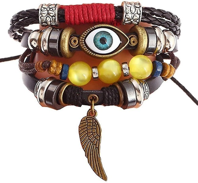 Evil Eye Bracelet Bohemian Genuine Leather Charm Bracelet For Women Men Vintage Carousel 1