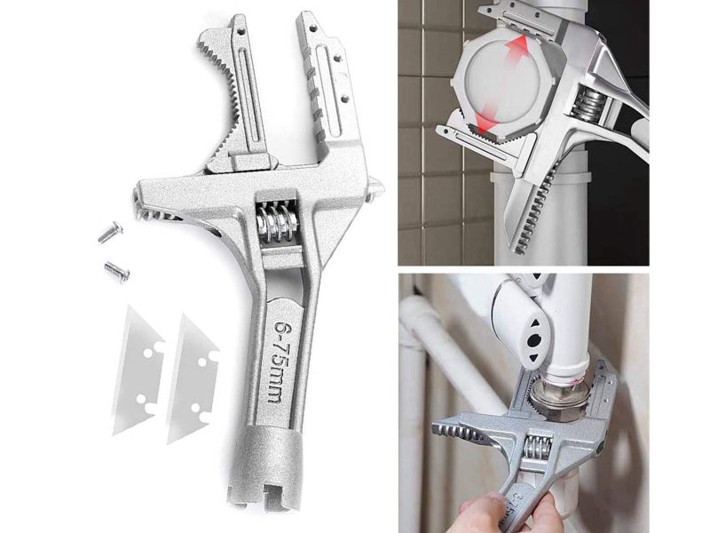2 In 1 Home Bathroom Adjustable Wrench Alloy Spanner Repair Tool Cleaning Shovel Carousel 1