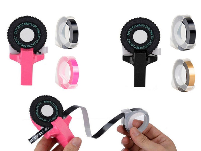 Manual Embossing Label Maker with 2 Rolls Tapes Carousel 1