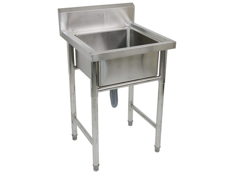 Single Sink Basin with Splashback - Freestanding Stainless Steel Tub Carousel 1