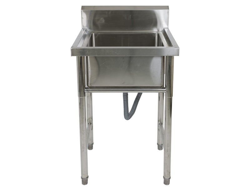 Single Sink Basin with Splashback - Freestanding Stainless Steel Tub Carousel 2