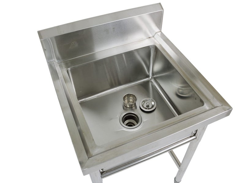 Single Sink Basin with Splashback - Freestanding Stainless Steel Tub Carousel 3