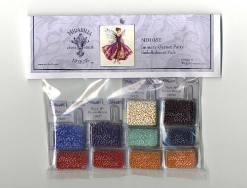 Mirabilia Croos Stitch Chart + Bead Pack - January Garnet Fairy Carousel 2