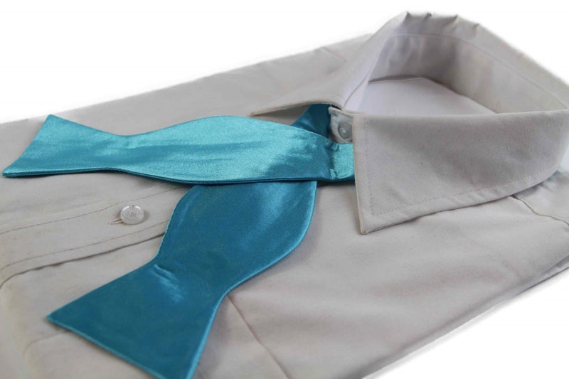 Mens Sky Blue Self Tie Bow Tie Carousel 1