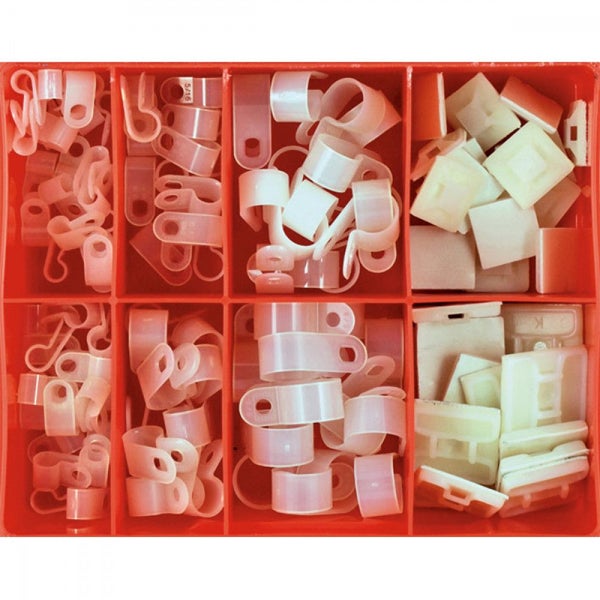 124Pc P-Clamp & Cable Tie Mounts Assortment Carousel 1