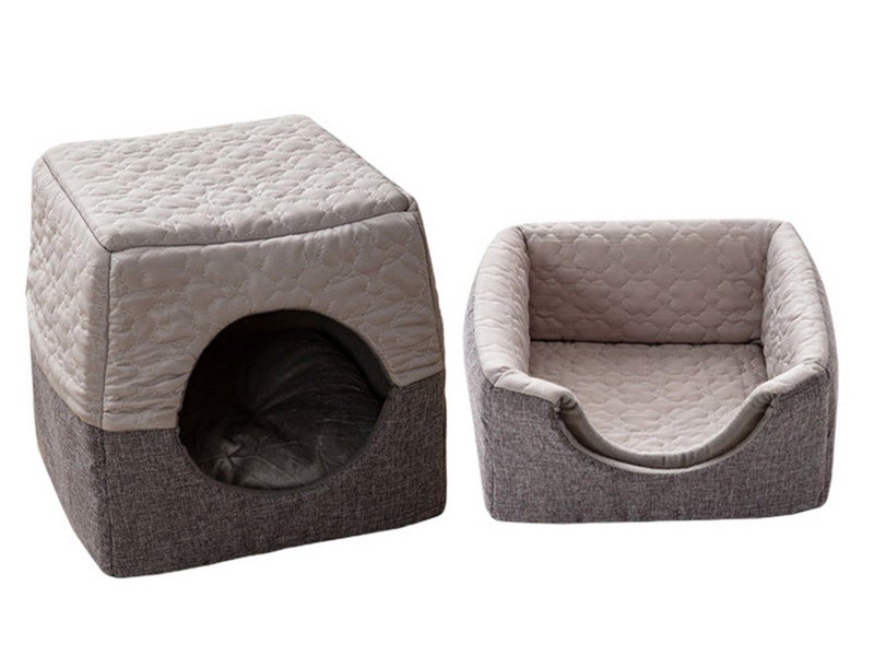 Dual Use Pet Nest Pet Dog Cave Sleeping Mat Grey Small Carousel 2