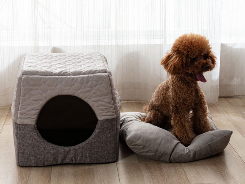 Dual Use Pet Nest Pet Dog Cave Sleeping Mat Grey Small Carousel 3