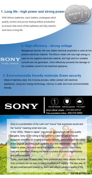 SONY 2pcs 3V CR2430 Watch Clock Button Lithium Battery 243063617772713474114