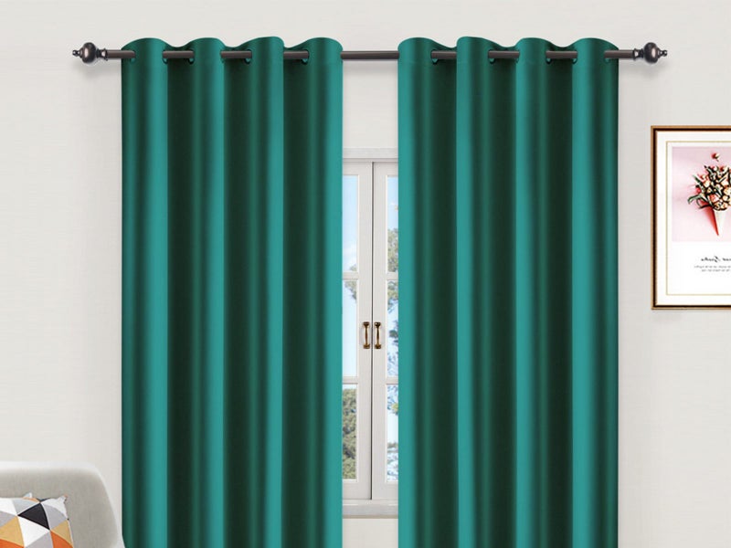 1 Pair Blackout Curtain Satin Curtain Thermal Insulated Curtain Green Small Carousel 2