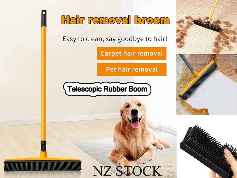 Adjustable Rubber Broom Pet Hair Fur Remover Broom Carpet Rake Carousel 7