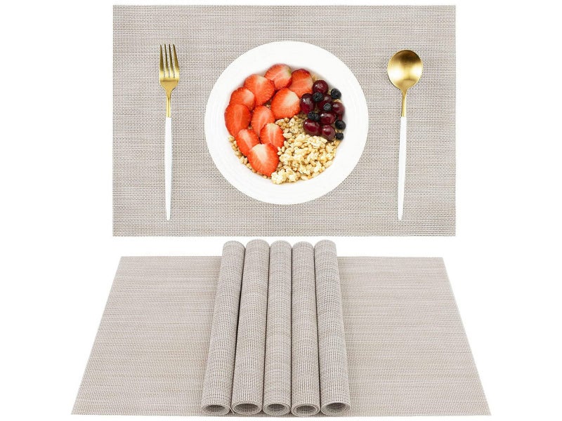 6-Pieces Washable Dining Table Placemats Waterproof Table Mats Place Mats Beige Carousel 1