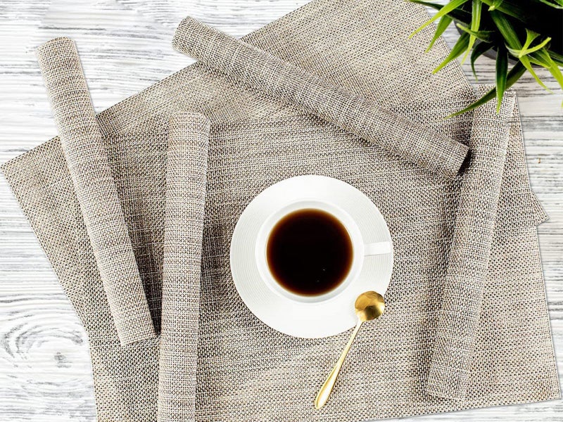 6-Pieces Washable Dining Table Placemats Waterproof Table Mats Place Mats Beige Carousel 5