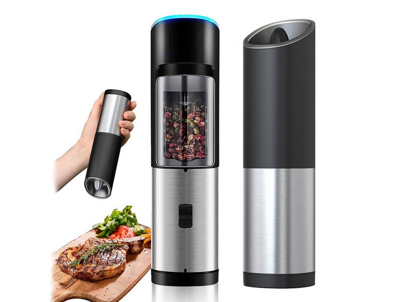 Kitchen Electric Salt Pepper Grinder Gravity Automatic Sensor Spice Mill Carousel 1