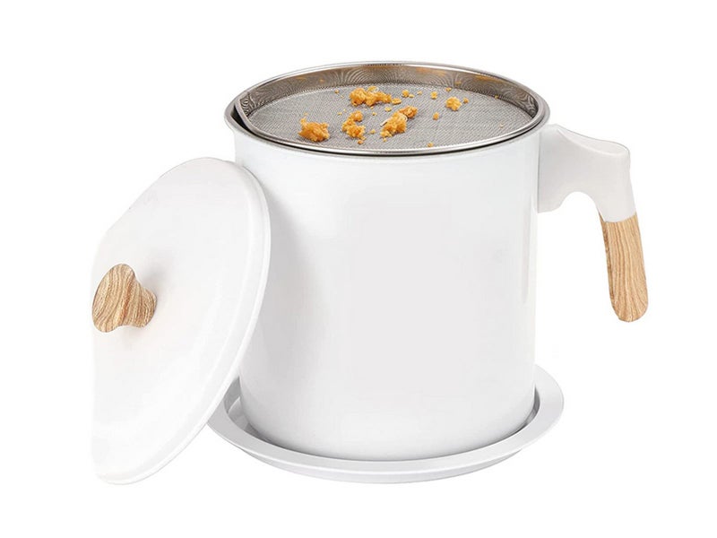 Small Grease Container Oil Strainer Oil Storage Container Oil Keeper White Carousel 1