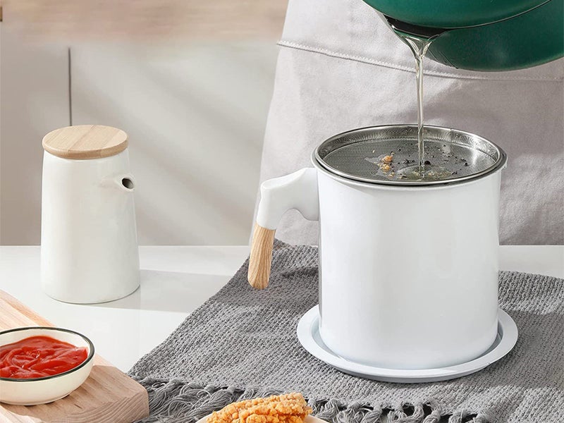 Small Grease Container Oil Strainer Oil Storage Container Oil Keeper White Carousel 2