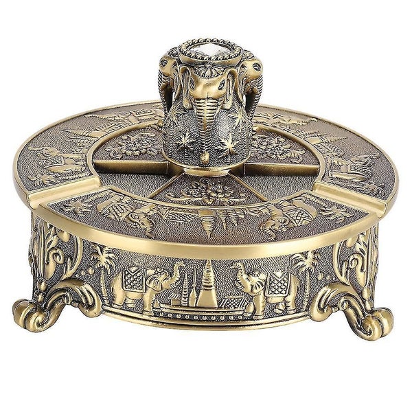 Retro Style Flexibly Rotated Ashtray Pattern Bronze European Craft Upscale Decor Carousel 1