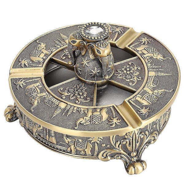 Retro Style Flexibly Rotated Ashtray Pattern Bronze European Craft Upscale Decor Carousel 2