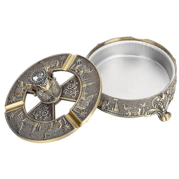 Retro Style Flexibly Rotated Ashtray Pattern Bronze European Craft Upscale Decor Carousel 5