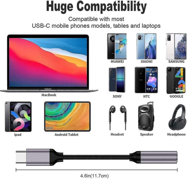 Usb C To 3.5mm Audio Adapter Type Usb C To Aux Audio Dongle Cable Cord Compatibl Carousel 5