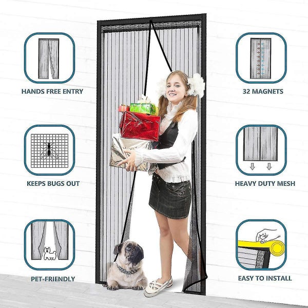 Magnetic Screen Door With 32 Magnets Heavy Duty Mesh Curtain Carousel 2