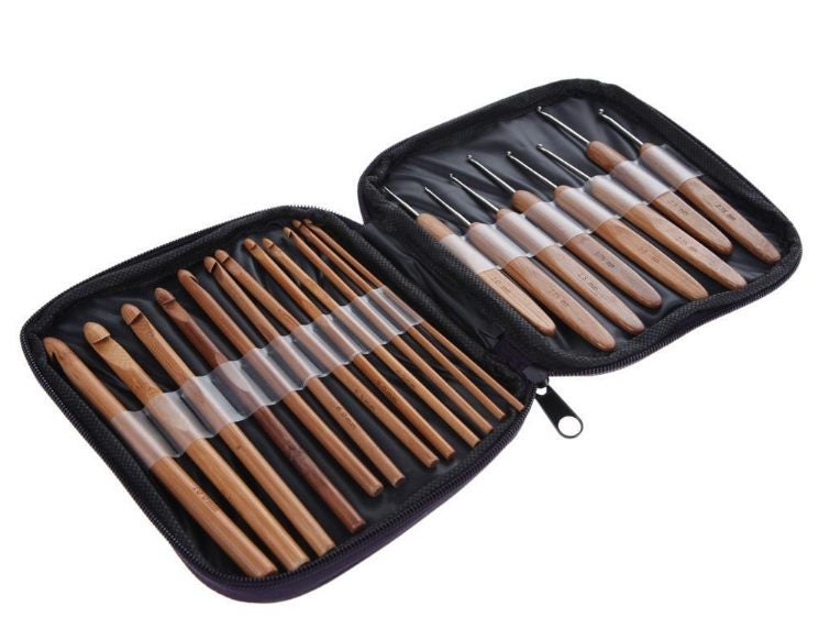 20Pcs Bamboo Crochet Hook Set With PU Carry Case Carousel 1