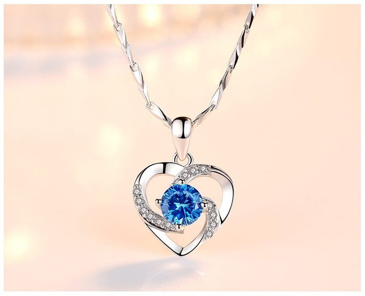 Blue Topaz Heart Pendant Necklace Carousel 2