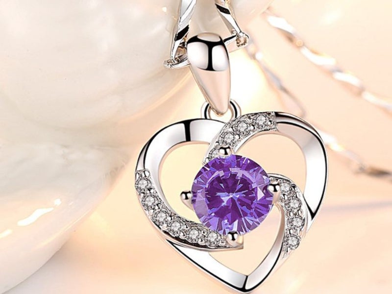 Amethystine Heart Pendant CZ Necklace for Women Carousel 1