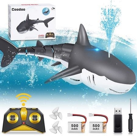 Remote Control Shark Toys Pool Toys Outdoor Toys RC Boat Spray Water Carousel 1