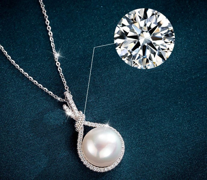 Simulated Pearl Pendant CZ Necklace for Women Carousel 2