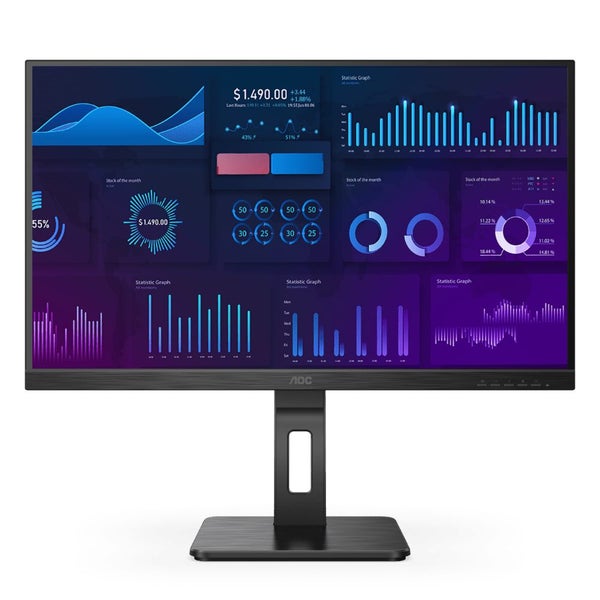 AOC Q27P2Q 27" QHD 2560x1440 IPS VGA HDMI DisplayPort Height Adjustable Monitor Carousel 1