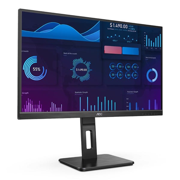 AOC Q27P2Q 27" QHD 2560x1440 IPS VGA HDMI DisplayPort Height Adjustable Monitor Carousel 2