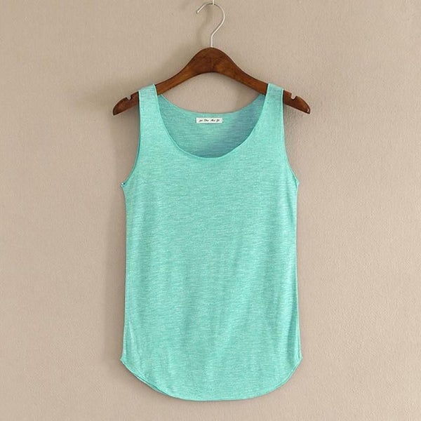Women Slub Cotton Tank Top Sleeveless T Shirt Round Neck Loose Singlet Vest Tops Carousel 7