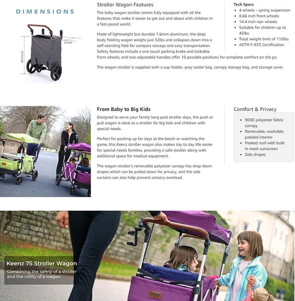 Keenz 7S Stroller Wagon With 14.4 inch Big Wheels Carousel 9