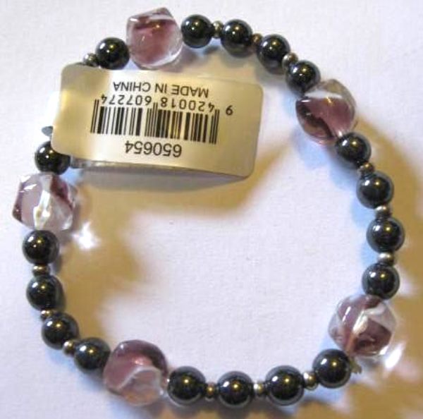 Hematite and coloured bead bracelet - purple Carousel 1