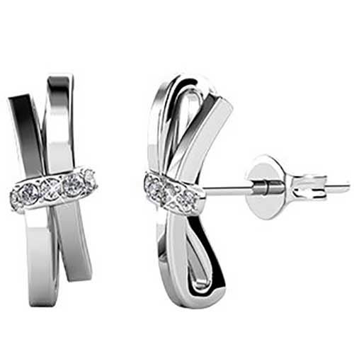 18K White-gold Crystal Bow Stud Earrings "Britney" Carousel 1