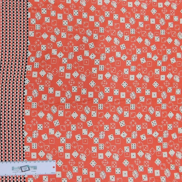 Patchwork Quilting Sewing Fabric Dice Board Games Peach 1 Meter Carousel 1
