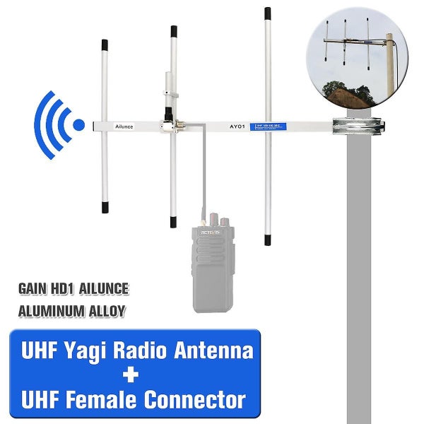 High Gain HD1 Ailunce Aluminum Alloy UHF Yagi Radio Antenna+UHF Female Connector Carousel 2