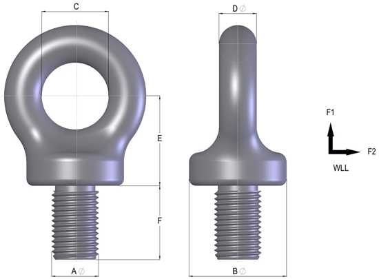 Eyebolt D/F Blk M16X2.00 0.80T Wll (Each) Carousel 2
