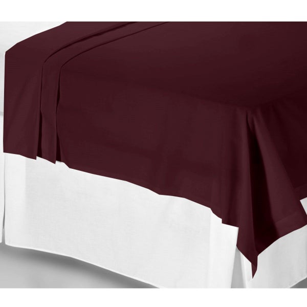 Grand Aterlier 100% Pima Cotton Flat Sheet Burgundy Double Carousel 1